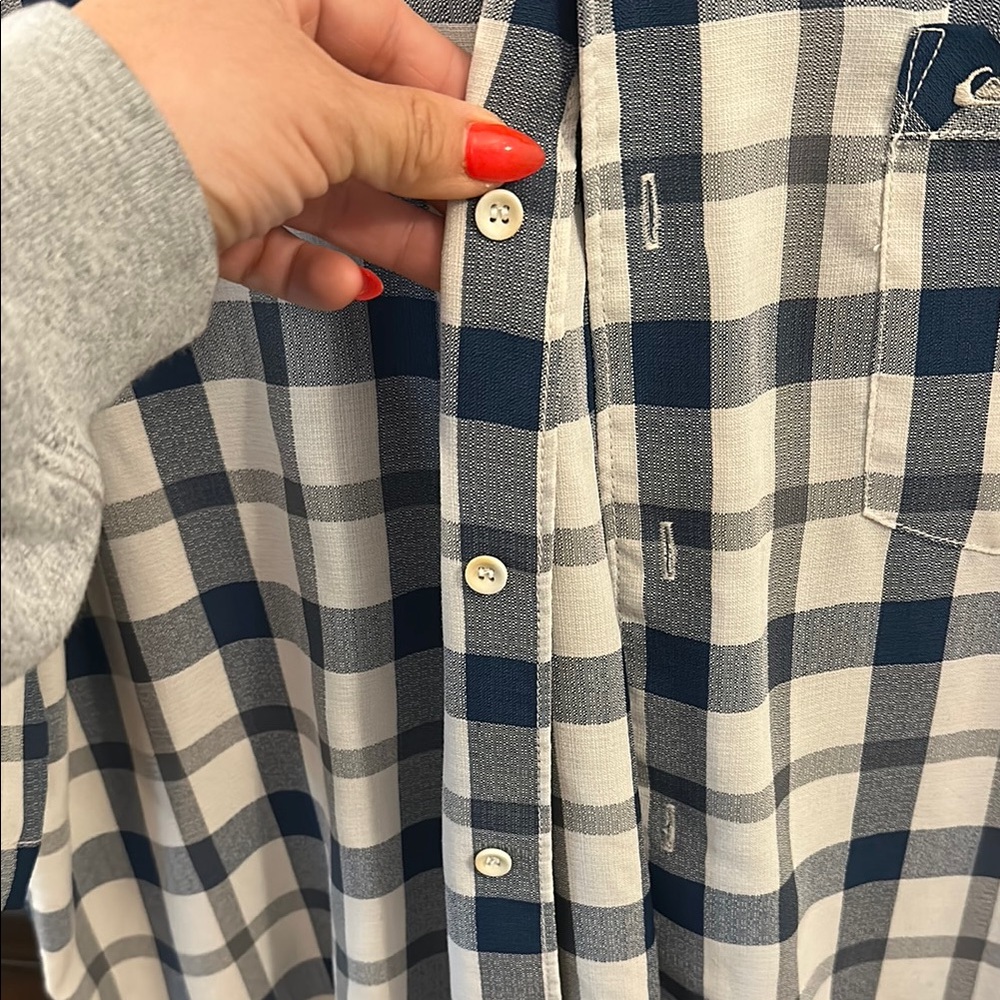 Checkered Blue and White Men's Shirt - Picture 4 of 7